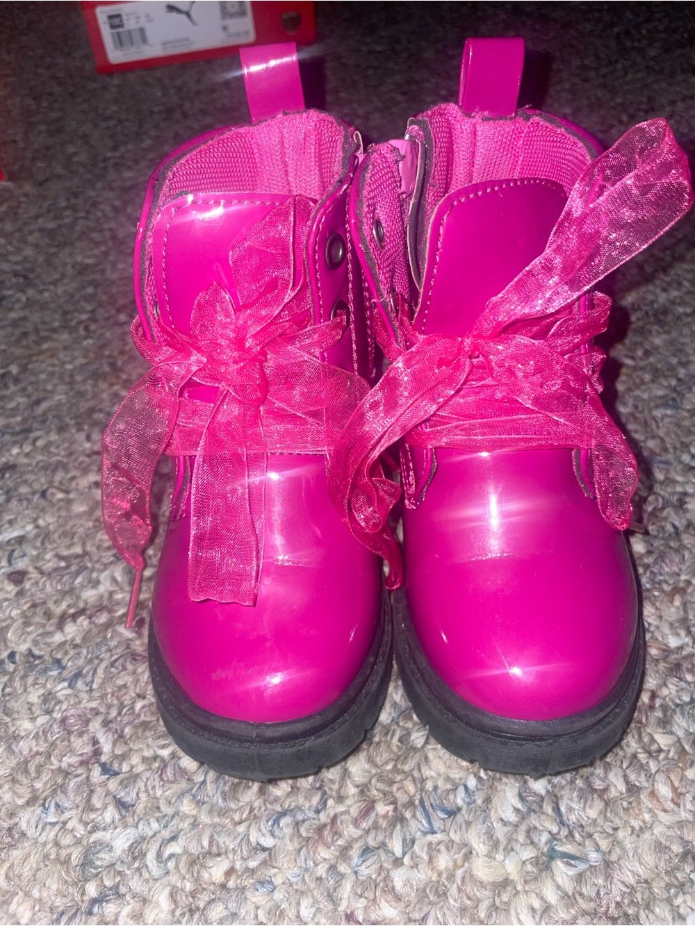 Kids Hot Pink Fashion Lace-Up Boots